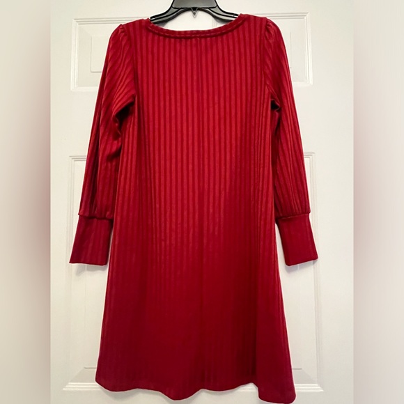 FINAL SALE $$ NWOT Loft Women's Long Sleeve Dress Small Petite Ribbed Burgundy - Picture 3 of 7